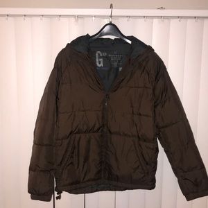 Gap Men’s Winter Coat w/ Hood - Brown, Medium